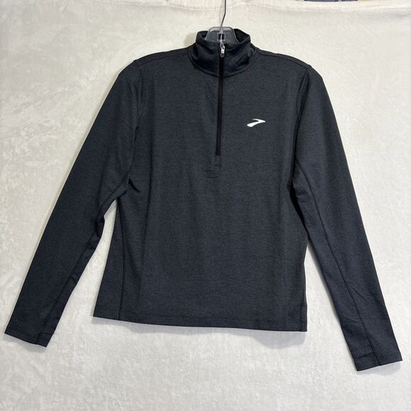 Brooks Women's Dash 1/2 Zip All Warm 2.0 Running Top Small Heather Black NWT - Picture 1 of 16